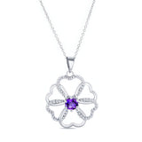 Amethyst Silver Intertwined Hearts Necklace