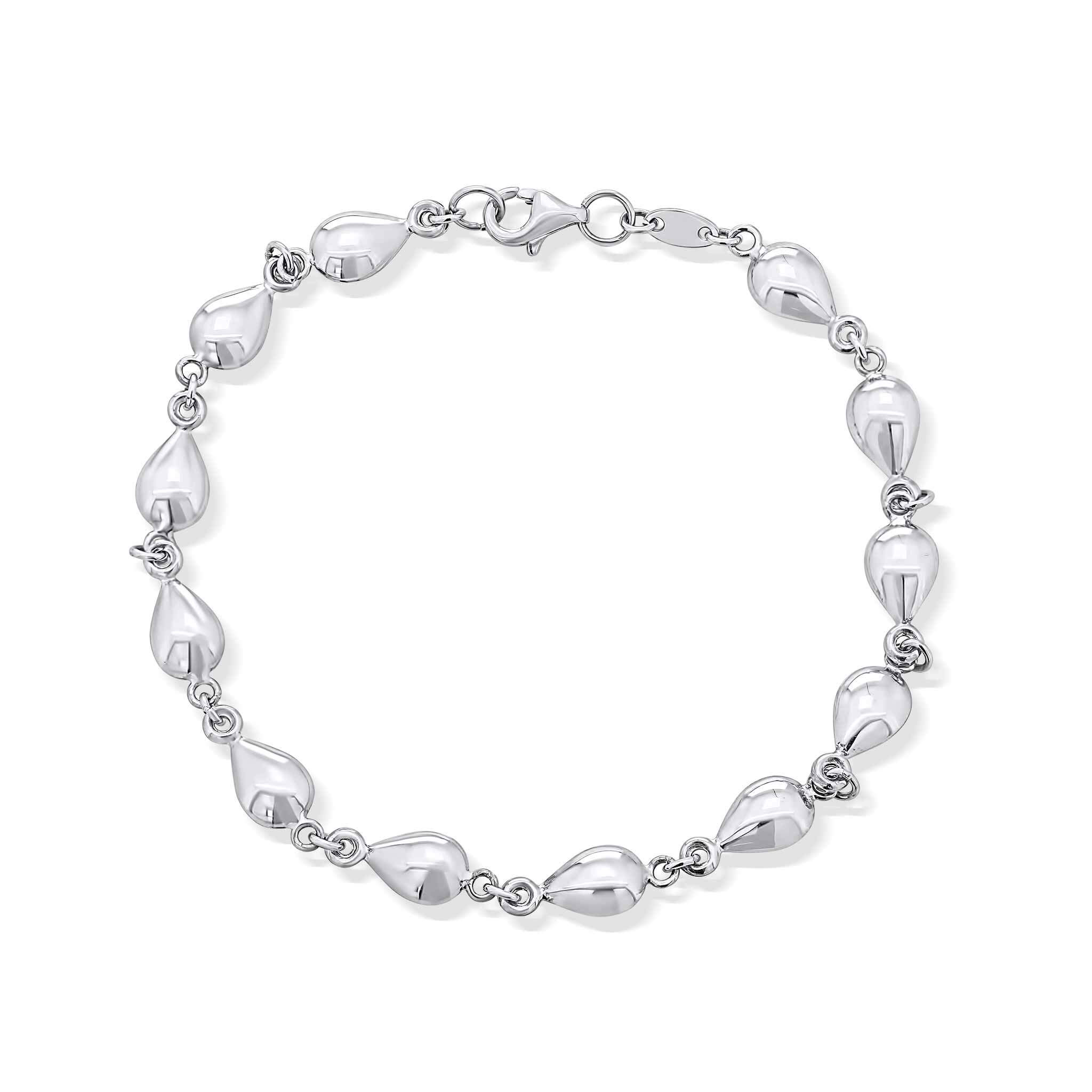Flat Teardrop Link Silver Bracelet – Barkev