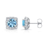 1.00ct. Cushion Aquamarine Halo Studs