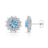 1.00ct. Double Halo Aquamarine Studs