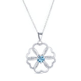 Aquamarine Silver Intertwined Hearts Necklace