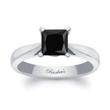 Princess Cut Black And White Diamond Solitaire Ring