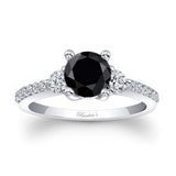 3 Stone Black And White Diamond Engagement Ring