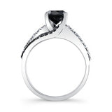 1 Carat Round Cut Black Diamond Ring