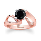Wire Accent Black And White Diamond Solitaire Ring