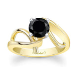 Wire Accent Black And White Diamond Solitaire Ring