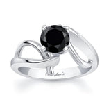 Wire Accent Black And White Diamond Solitaire Ring