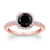 1 Carat Round Black And White Diamond Halo Engagement Ring