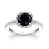 1 Carat Round Black And White Diamond Halo Engagement Ring