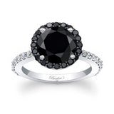 2 Carat Halo Black Diamond Engagement Ring
