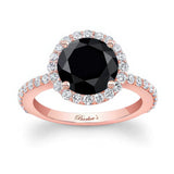 2 Carat Halo Black And White Diamond Engagement Ring