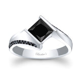 Princess Cut Square Black Diamond Ring