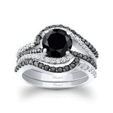 1 Carat Black Diamond Wedding Set With 2 Bands