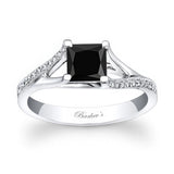 Princess Cut Black And White Diamond V Shaped Ring