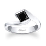 Princess Black And White Diamond Solitaire Engagement Ring