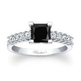 1 Ct Princess Cut Black And White Diamond Ring