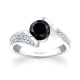 Pave Round Black And White Diamond Ring