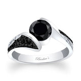 Pave Round Black Diamond Ring