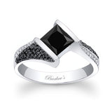Pave Princess Cut Black Diamond Ring