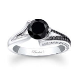 Three Prong Split Shank Black Diamond Ring