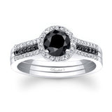 Half Carat Interlock Halo Black Diamond Bridal Set