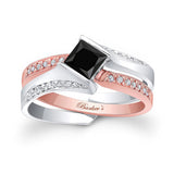 Half Carat Princess Black And White Diamond Interlock Bridal Set