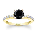 4 Prong Black And White Diamond Engagement Ring
