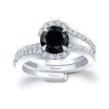 1 Carat Black And White Diamond Bridal Set