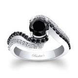 Swirl Black Diamond Engagement Ring