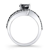 Swirl Black Diamond Engagement Ring