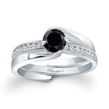 Half Carat Black And White Diamond Interlock Bridal Set