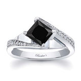 1 Carat Princess Cut Black And White Diamond Engagement Ring