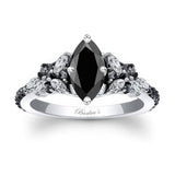 Marquise Vintage Black Diamond Engagement Ring
