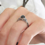 Round Vintage Black Diamond Engagement Ring