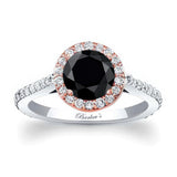 1 carat Halo Black And White Diamond Engagement Ring
