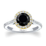 1 carat Halo Black And White Diamond Engagement Ring