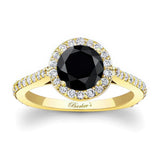 1 carat Halo Black And White Diamond Engagement Ring