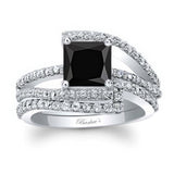 Split Shank Princess Cut Black And White Diamond Bridal Set