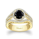Halo Black And White Diamond Ring