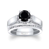Cathedral Setting Black And White Diamond Ring Set