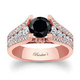 3 Row Pave Black And White Diamond Ring