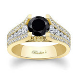 3 Row Pave Black And White Diamond Ring