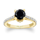 Simple Flower Black And White Diamond Ring