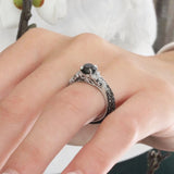 Vintage Marquise Black Diamond Bridal Set