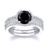 Halo Black And White Diamond Wedding Set