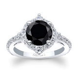 2 Carat Halo Black And White Diamond Ring