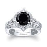 2 Carat Halo Black And White Diamond Bridal Set