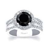 Cathedral Halo Black And White Diamond Engagement Ring