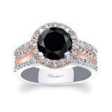 Cathedral Halo Black And White Diamond Engagement Ring