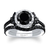 Black Diamond Cluster Wedding Ring Set